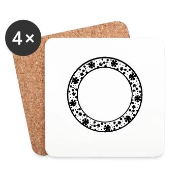 Round frame with floral pattern decoration - Coasters (set of 4) - white - Front