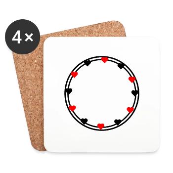 Cœurs en décoration de cadre rond Circulaire - Dessous de verre (lot de 4) - blanc - Devant