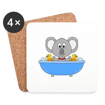 KOALA - BADEWANNE - TIER - KIND - BABY - FUN - Untersetzer (4er-Set) - Weiß - Vorne