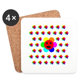 Psycho-Flower - Optical Art - Coasters (set of 4) - white - Front