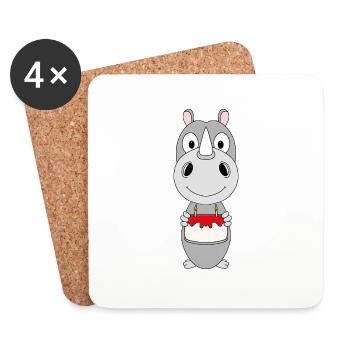 NASHORN - GEBURTSTAG - TORTE - TIER - KIND - BABY - Untersetzer (4er-Set) - Weiß - Vorne