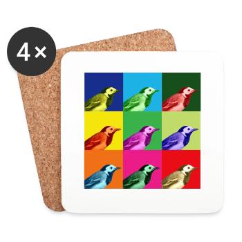 Bachstelze Profil Popart Kunst - Untersetzer (4er-Set) - Weiß - Vorne