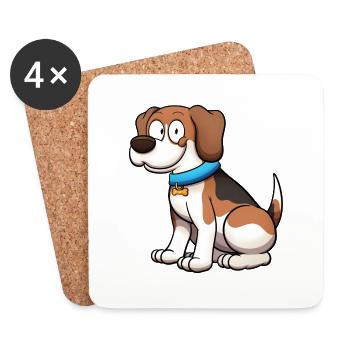 Beagle-Hund - Untersetzer (4er-Set) - Weiß - Vorne