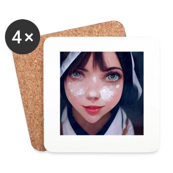 Manga Girl - Dessous de verre (lot de 4) - blanc - Devant