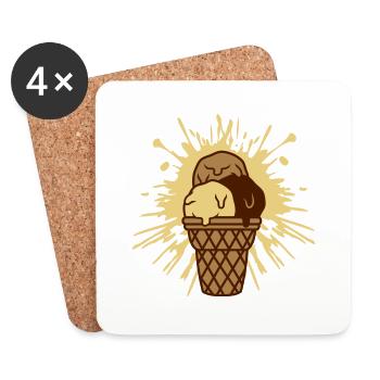 Farbklecks 3 leckere Eiskugeln - Untersetzer (4er-Set) - Weiß - Vorne