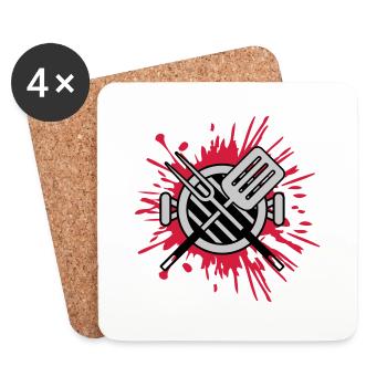 Splashes of Color Charcoal Grill Grill Master Barbecue - Coasters (set of 4) - white - Front