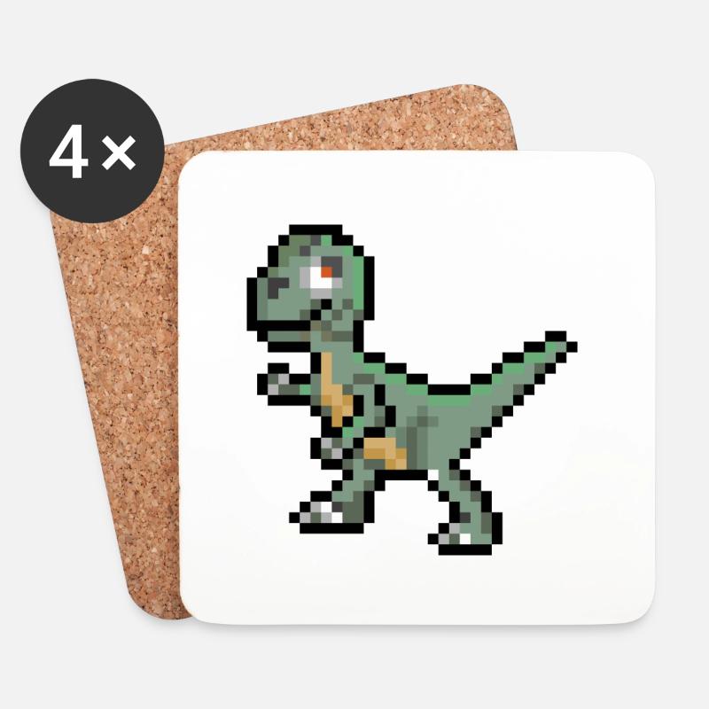 Pixel Dinosaur - Untersetzer (4er-Set) - Weiß