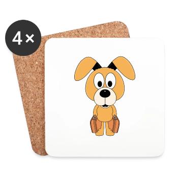 HUND - REISE - KOFFER - URLAUB - FERIEN - TIER - Untersetzer (4er-Set) - Weiß - Vorne