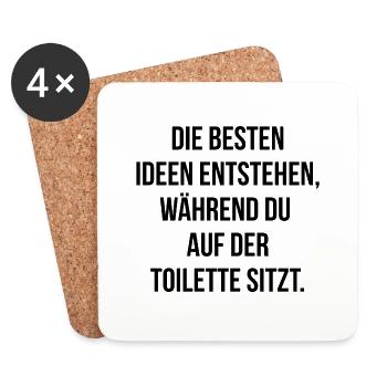 Die besten Ideen entstehen auf der Toilette - Untersetzer (4er-Set) - Weiß - Vorne