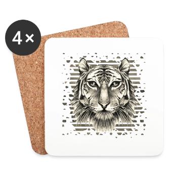 Tiger - Untersetzer (4er-Set) - Weiß - Vorne
