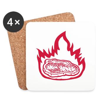 Heiß Feuer Steak saftig - Untersetzer (4er-Set) - Weiß - Vorne