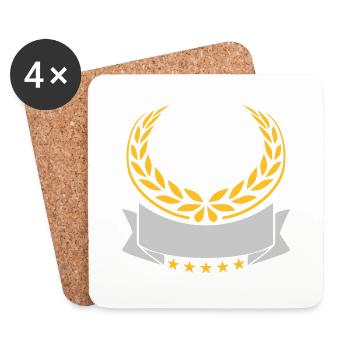 Banner Laurel Wreath Stars Empty - Coasters (set of 4) - white - Front