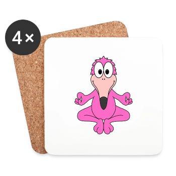 FLAMINGO - YOGA - TIER - VOGEL - TIERISCH - FUN - Untersetzer (4er-Set) - Weiß - Vorne