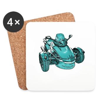 Trike Spyder turquoise - Coasters (set of 4) - white - Front