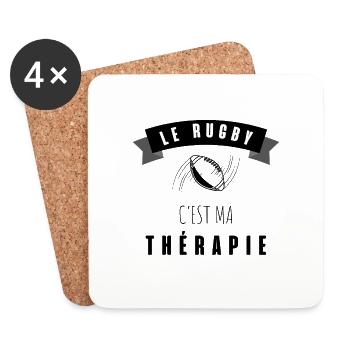 Le rugby c’est ma thérapie - Dessous de verre (lot de 4) - blanc - Devant