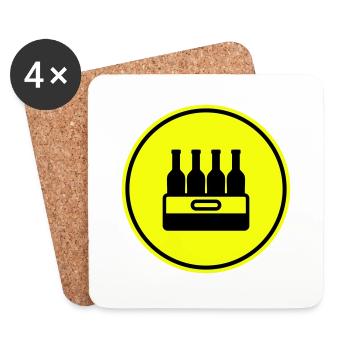 Bierflasche Kiste - Untersetzer (4er-Set) - Weiß - Vorne