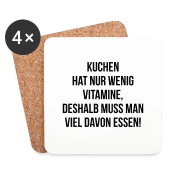 Kuchen hat wenig Vitamine deshalb viel davon essen - Untersetzer (4er-Set) - Weiß - Vorne