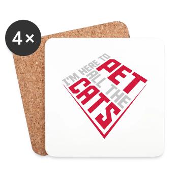 Pet All The Cats - Coasters (set of 4) - white - Front