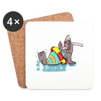 Ce lion de mer est prêt pour une belle baignade - Dessous de verre (lot de 4) - blanc - Devant