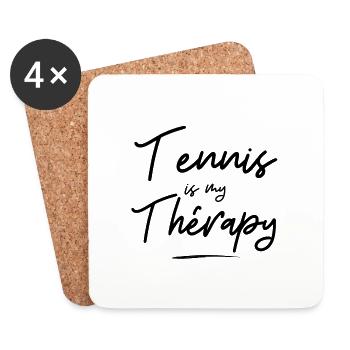 Tennis is my thérapy - Geschenkidee - Sporthumor - Untersetzer (4er-Set) - Weiß - Vorne