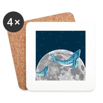 Whale swims in the moon - Coasters (set of 4) - white - Front