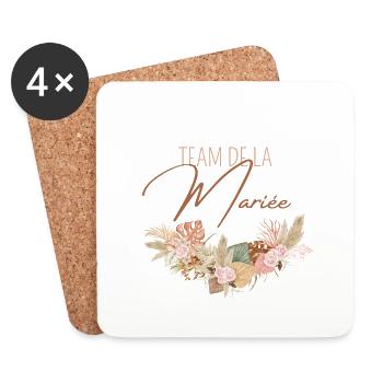 team de la Mariée evjf t-shirt assorti floral - Dessous de verre (lot de 4) - blanc - Devant