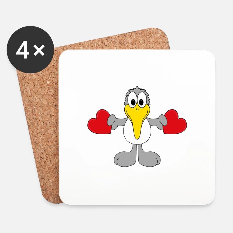 MÖWE - LIEBE - LOVE - MEER - SEE - VOGEL - TIER - Untersetzer (4er-Set) - Weiß