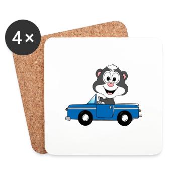 STINKTIER - AUTO - TIER - KIND - BABY - AUTOFAHRER - Untersetzer (4er-Set) - Weiß - Vorne