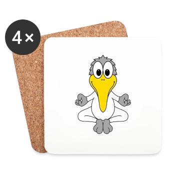 MÖWE - YOGA - MEER - SEE - VOGEL - TIER - KIND - Untersetzer (4er-Set) - Weiß - Vorne