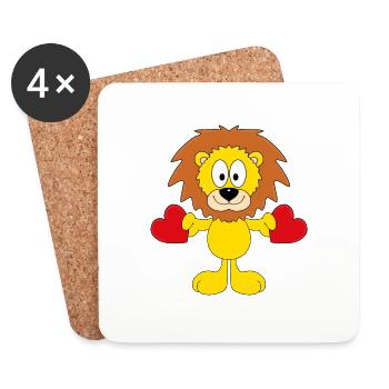 LÖWE - HERZ - LIEBE - TIER - KIND - BABY - Untersetzer (4er-Set) - Weiß - Vorne