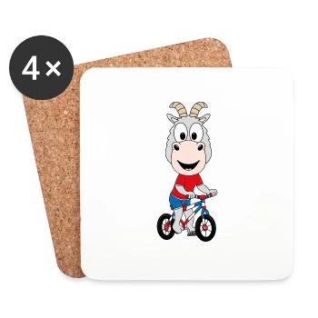 ZIEGE - FAHRRAD - TIER - KIND - BABY - Untersetzer (4er-Set) - Weiß - Vorne