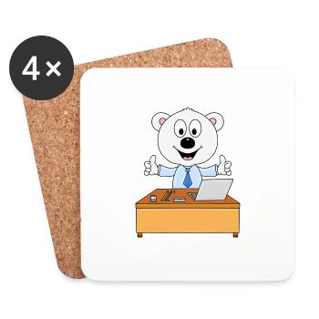 EISBÄR - BERUF - JOB - CHEF - MITARBEITER - TIER - Untersetzer (4er-Set) - Weiß - Vorne