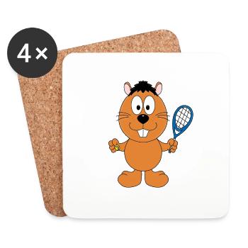 OTTER - BIBER - MARDER - TENNIS - SPORT - Untersetzer (4er-Set) - Weiß - Vorne