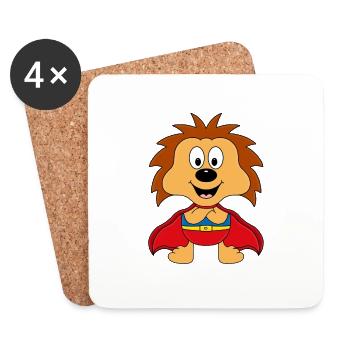 IGEL - SUPERHELD - TIER - TIERISCH - KIND - BABY - Untersetzer (4er-Set) - Weiß - Vorne