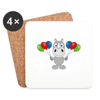 NASHORN - LUFTBALLONS - TIER - KIND - BABY - Untersetzer (4er-Set) - Weiß - Vorne