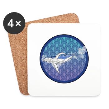 Baleine à bosse - Dessous de verre (lot de 4) - blanc - Devant