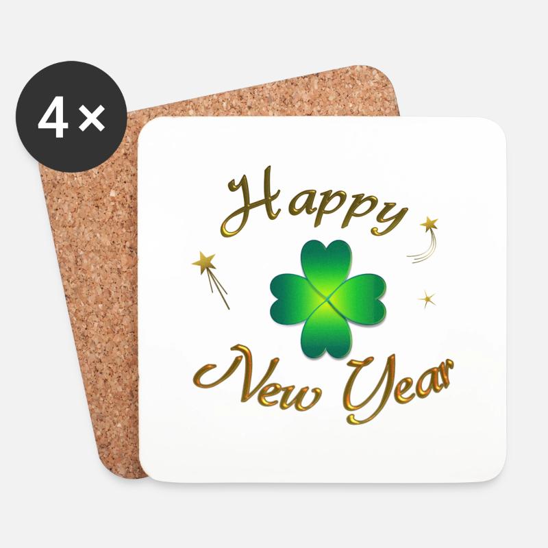 Happy New Year - Untersetzer (4er-Set) - Weiß