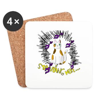 Standing cat - Dessous de verre (lot de 4) - blanc - Devant