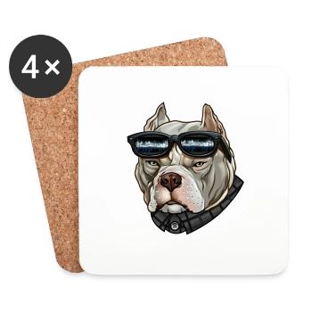 Chien cool - Dessous de verre (lot de 4) - blanc - Devant