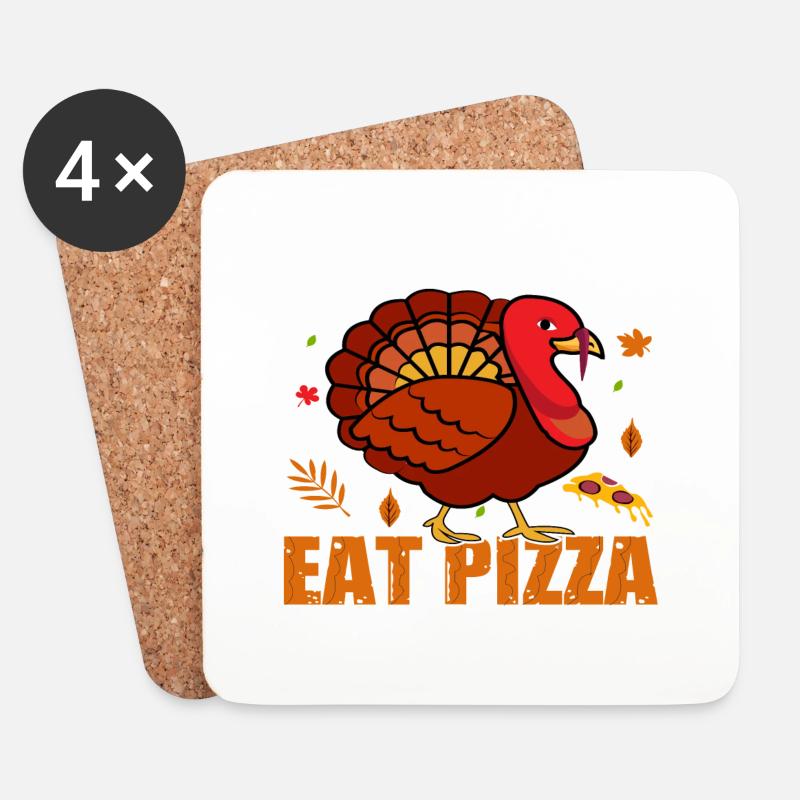 Save a Turkey Eat Pizza - Untersetzer (4er-Set) - Weiß