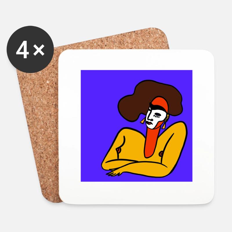 Bunte Frau - Untersetzer (4er-Set) - Weiß