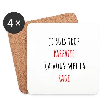 je suis trop parfaite ça vous met la rage - Dessous de verre (lot de 4) - blanc - Devant