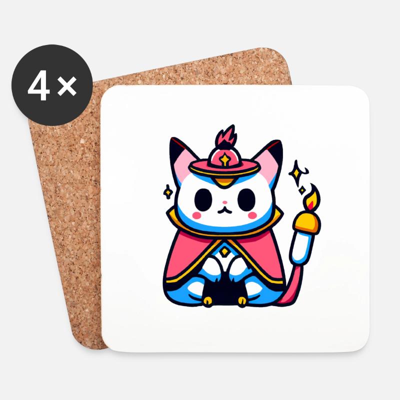 Zauberkatze - Untersetzer (4er-Set) - Weiß