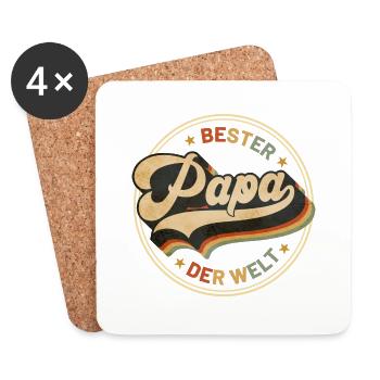 Vintage Bester Papa Der Welt Retro Vatertag - Dessous de verre (lot de 4) - blanc - Devant