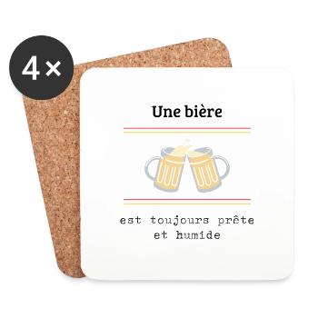 Une bière est toujours prête et humide - Dessous de verre (lot de 4) - blanc - Devant