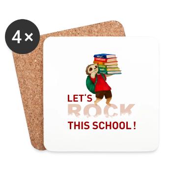 Lets rock this school - Faultier - Untersetzer (4er-Set) - Weiß - Vorne