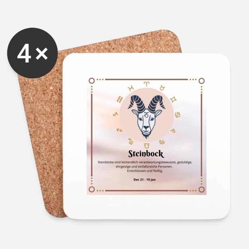 Zodiac Steinbock - Untersetzer (4er-Set) - Weiß
