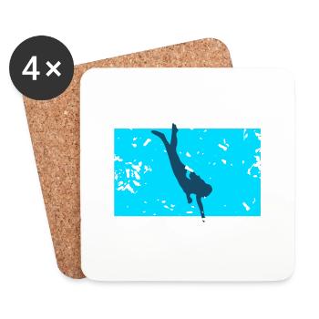 Powered By Free diving Gift idea - Coasters (set of 4) - white - Front