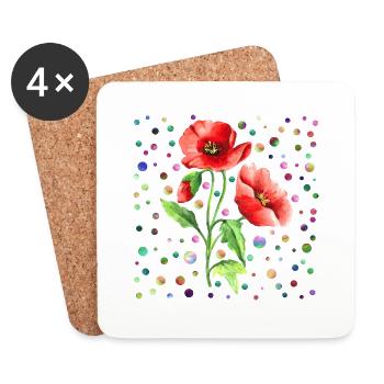 Fleur - Dessous de verre (lot de 4) - blanc - Devant