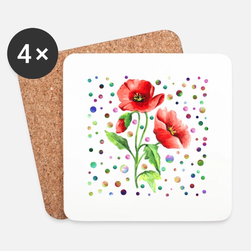 Blumen - Untersetzer (4er-Set) - Weiß
